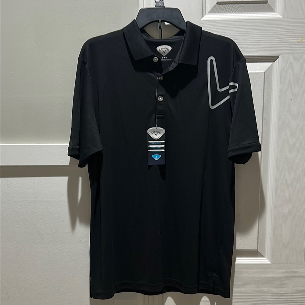 Callaway Black Polo Shirt with Gray Accent NWT
